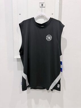 NBA Black Sleeveless Performance Jersey with Gray Accents